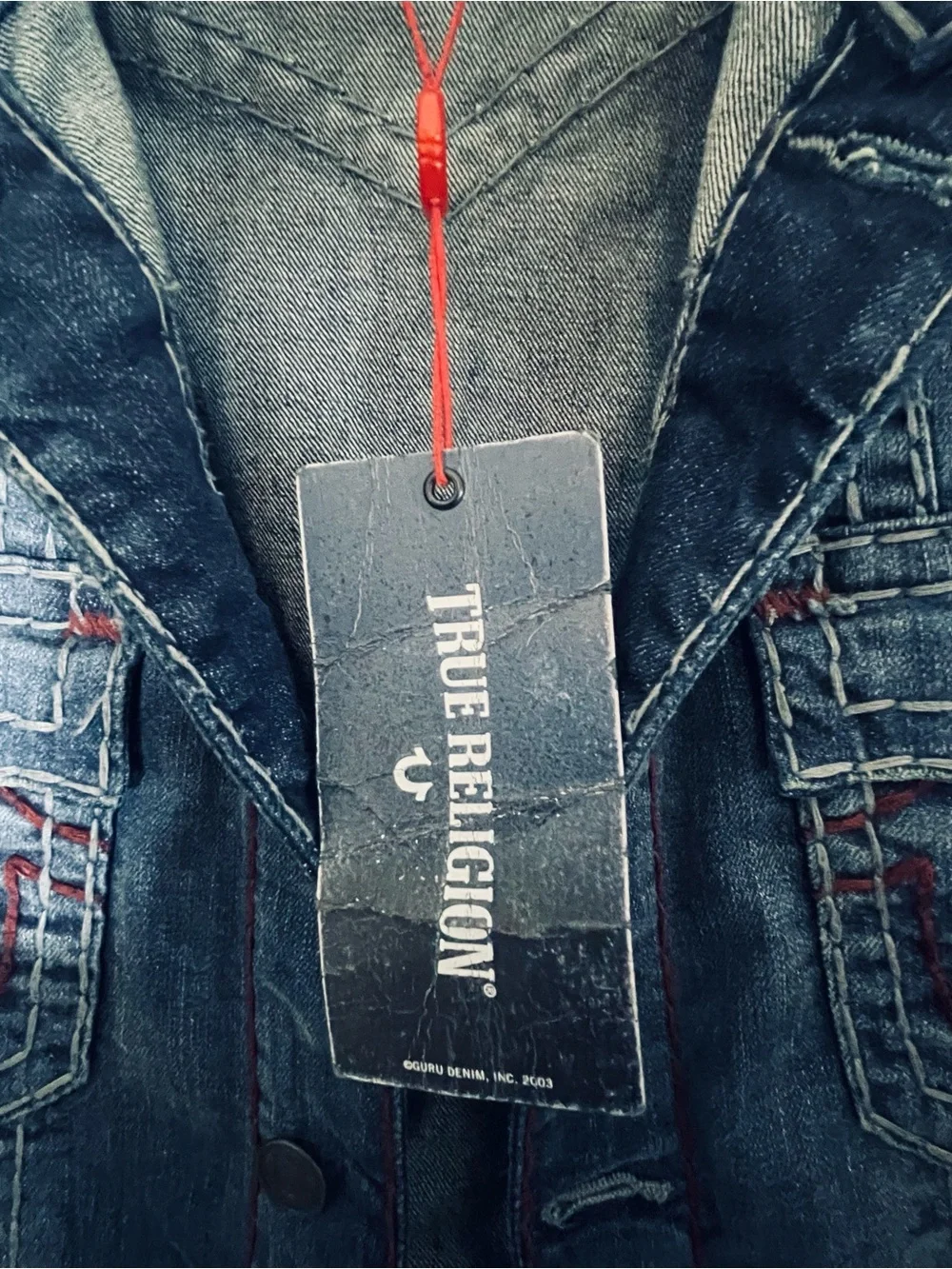 Vintage True Religion Jimmy Super T Red Stitch  Denim Trucker Jacket XXXL